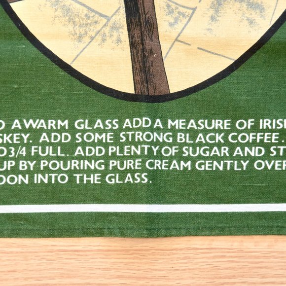 Vintage Irish Coffee Print Linen Cotton Tea Towel - Picture 4 of 4
